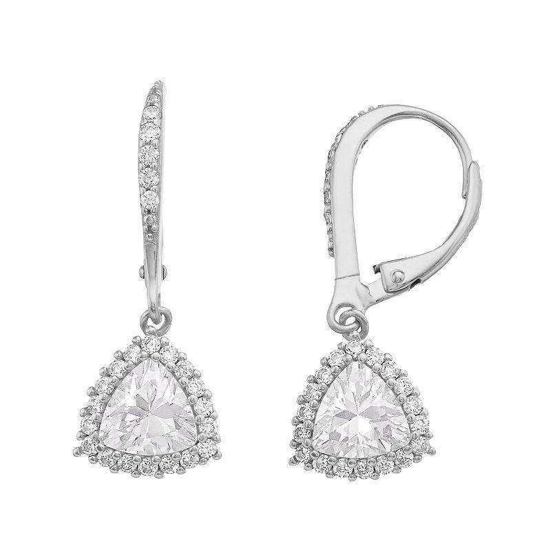 Sterling Silver Cubic Zirconia Drop Earrings, Women's, Pink Tone Product Image