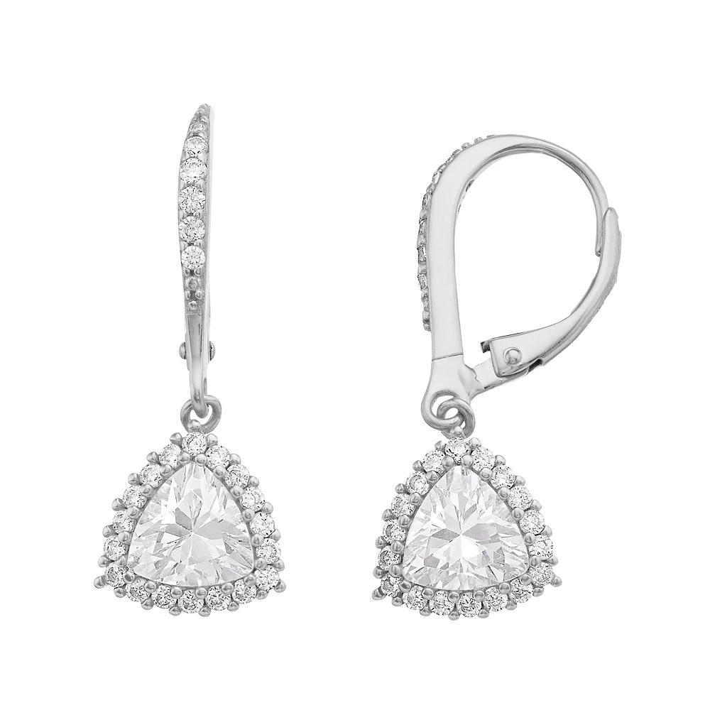 Sterling Silver Cubic Zirconia Drop Earrings, Women's, Pink Tone Product Image