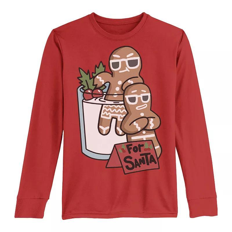 Boys 8-20 For Santa Gingerbread Men Milk Dip Chillin Long Sleeve Tee, Boys Product Image