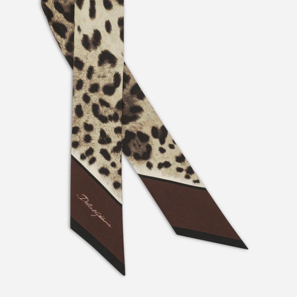 DOLCE & GABBANA Leopard-print Twill Headscarf (6x100) In Leo_bordo_marrone Product Image