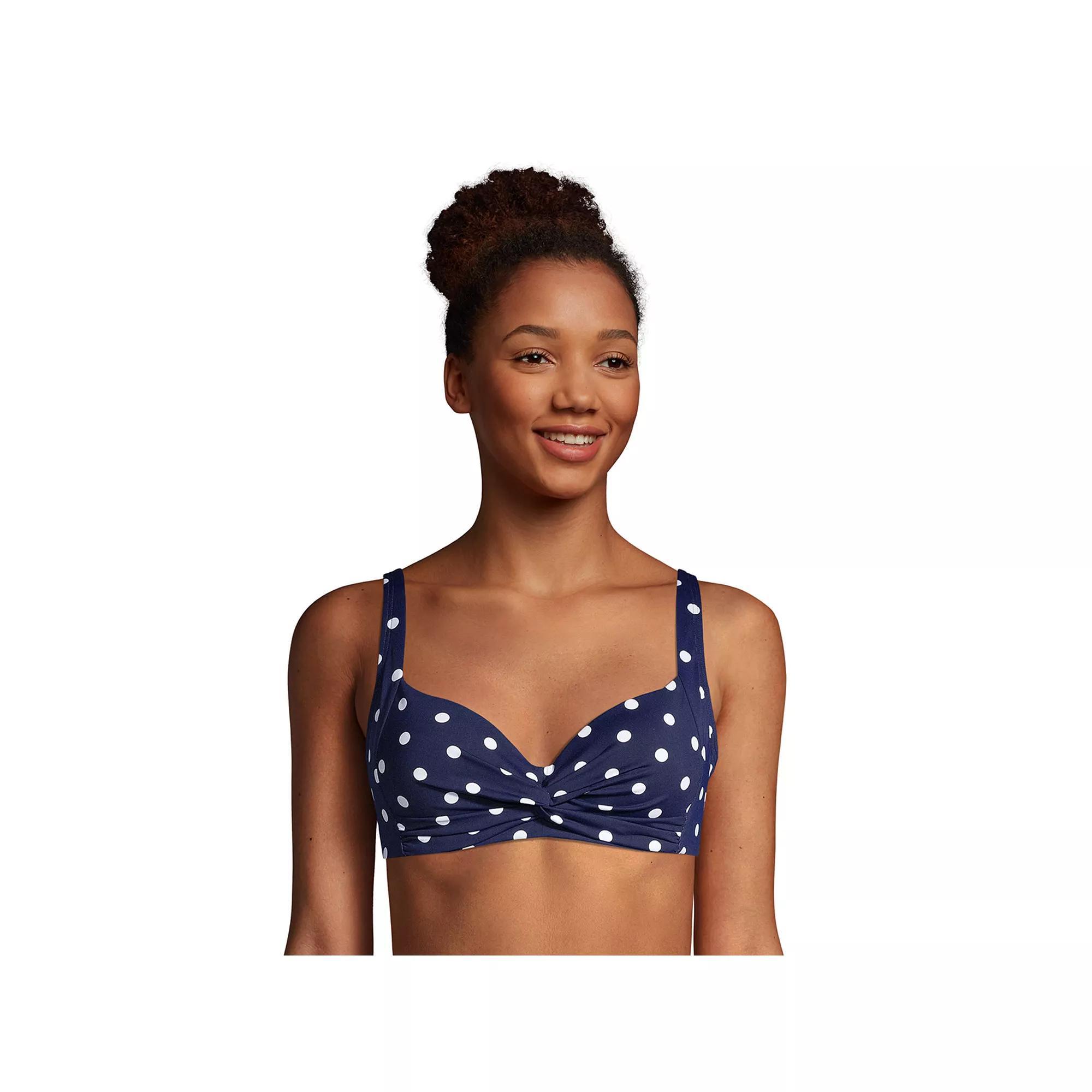 Women's Lands' End DDD-Cup Twist-Front Underwire Bikini Top, Size: 6 Ddd, Deep  Polka Dot Product Image