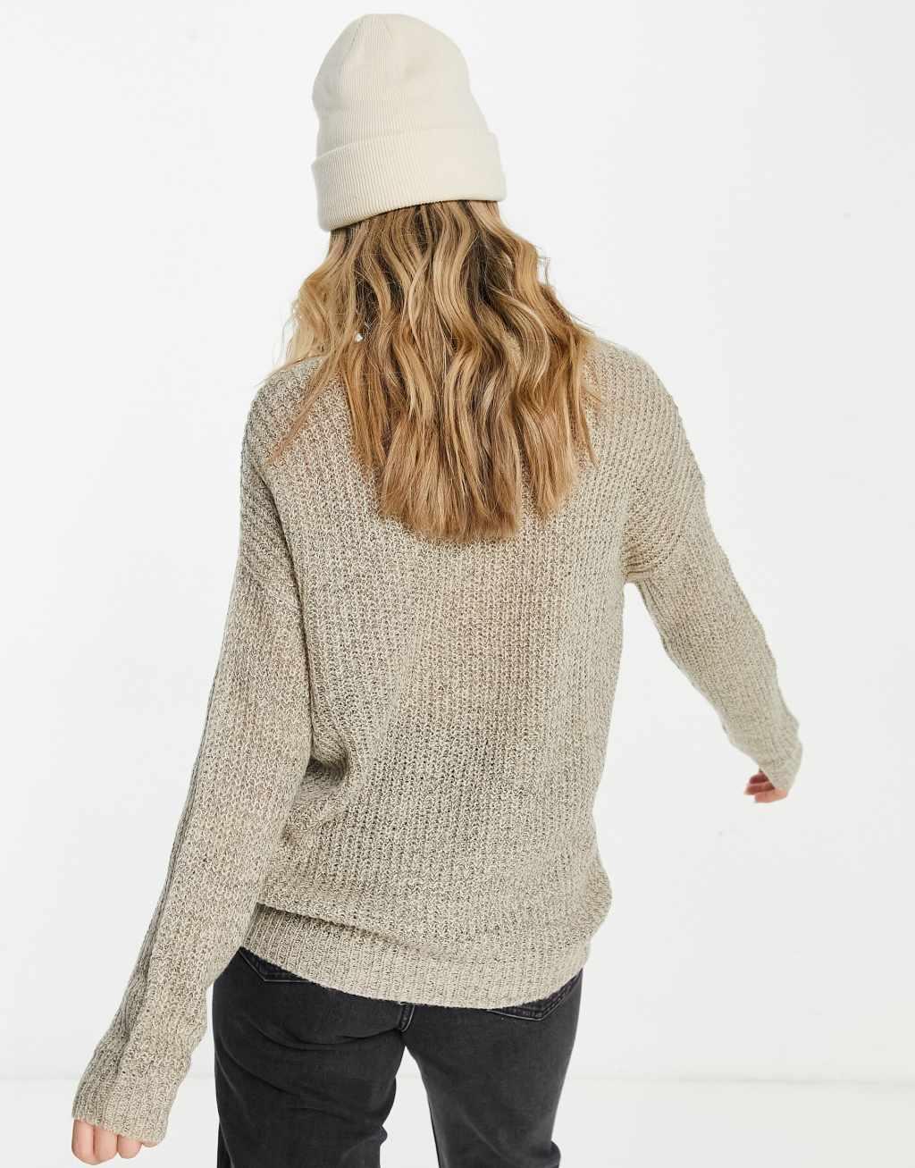 JDY lightweight V-neck sweater in beige Product Image