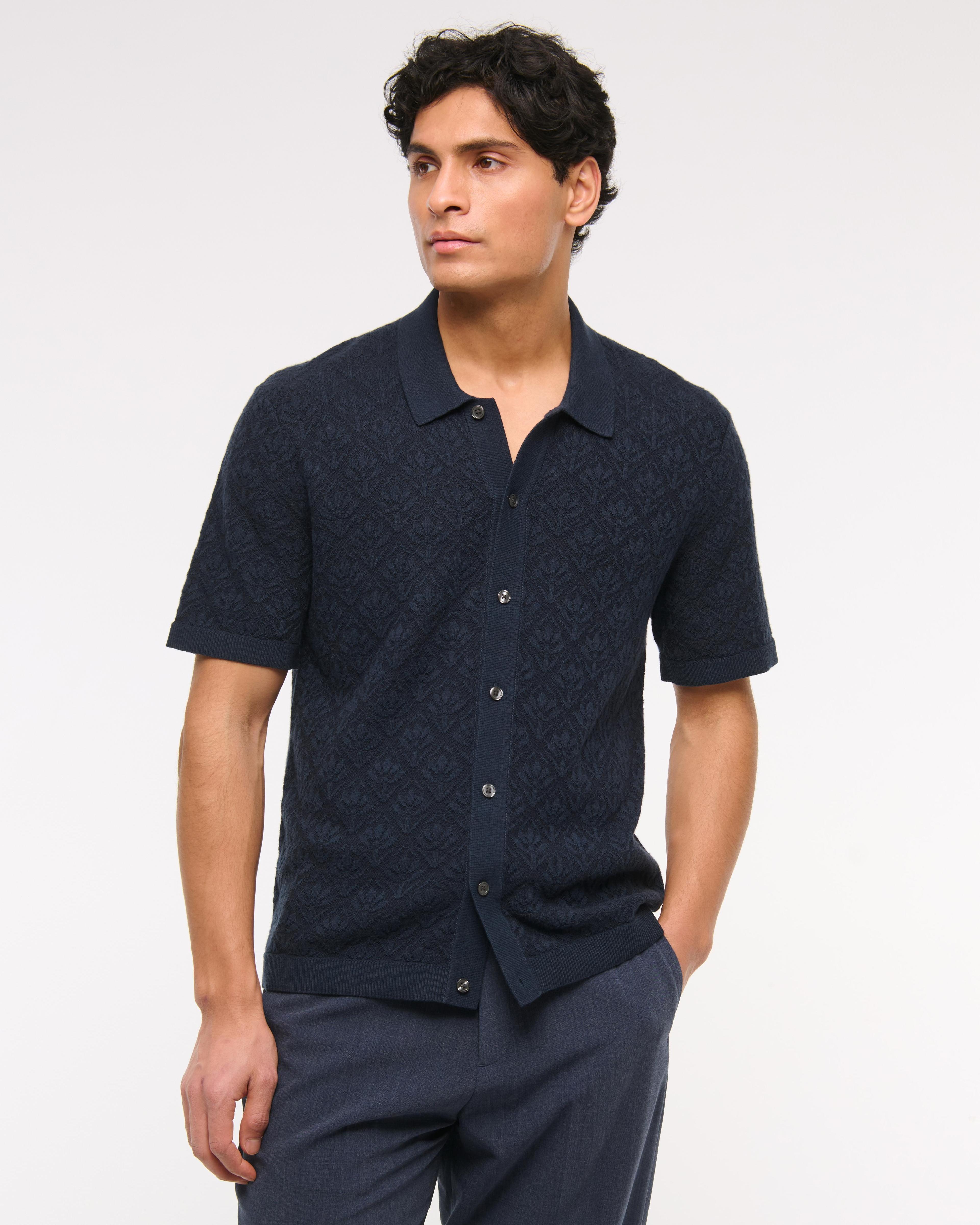 Jacquard Button-Through Sweater Polo Product Image