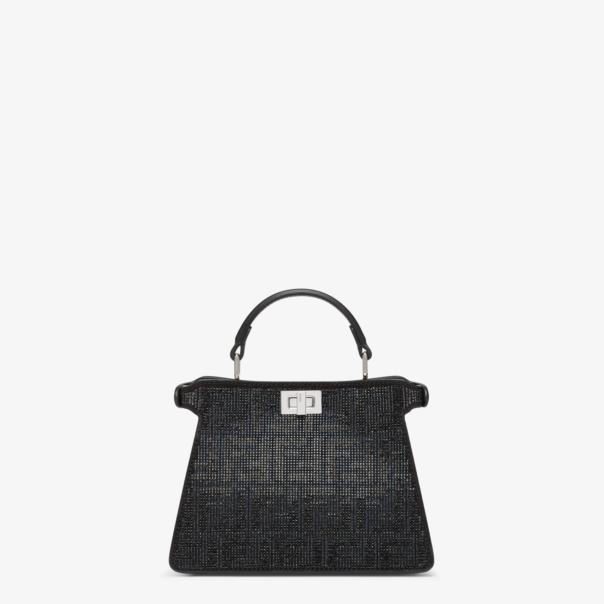 Peekaboo ISeeU PetiteBlack suede bag with FF in crystals and studs Product Image