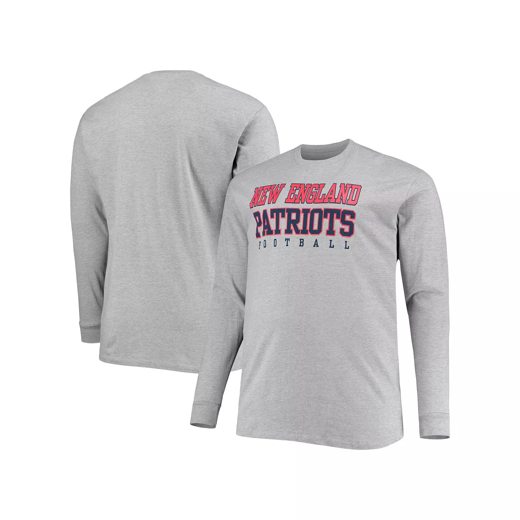 Mens Fanatics Branded Heathered Gray New England Patriots Big & Tall Practice Long Sleeve T-Shirt Product Image