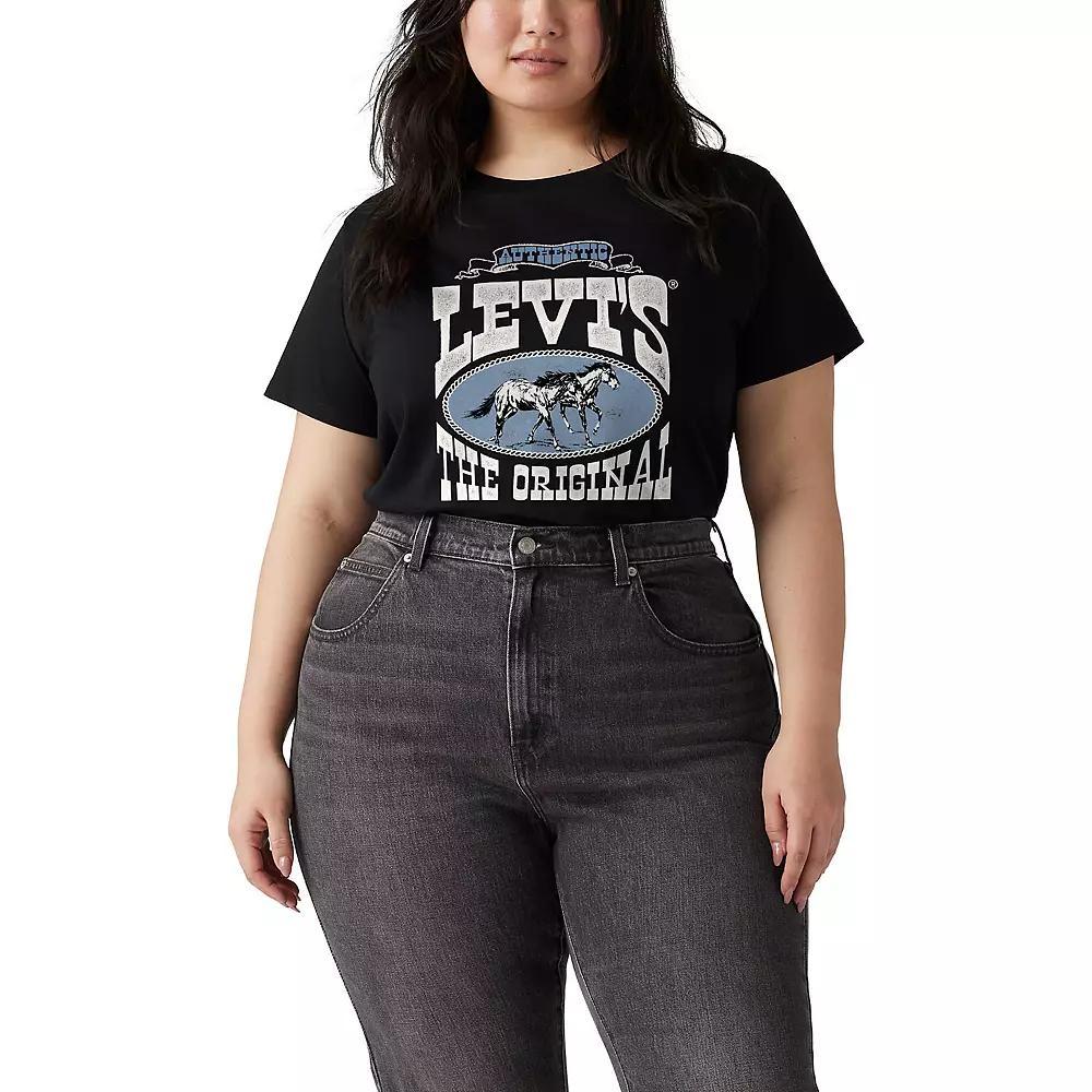 Plus Size Levi's® Logo Perfect Tee, Women's, Size: 1XL, Horse Pirate Black Product Image