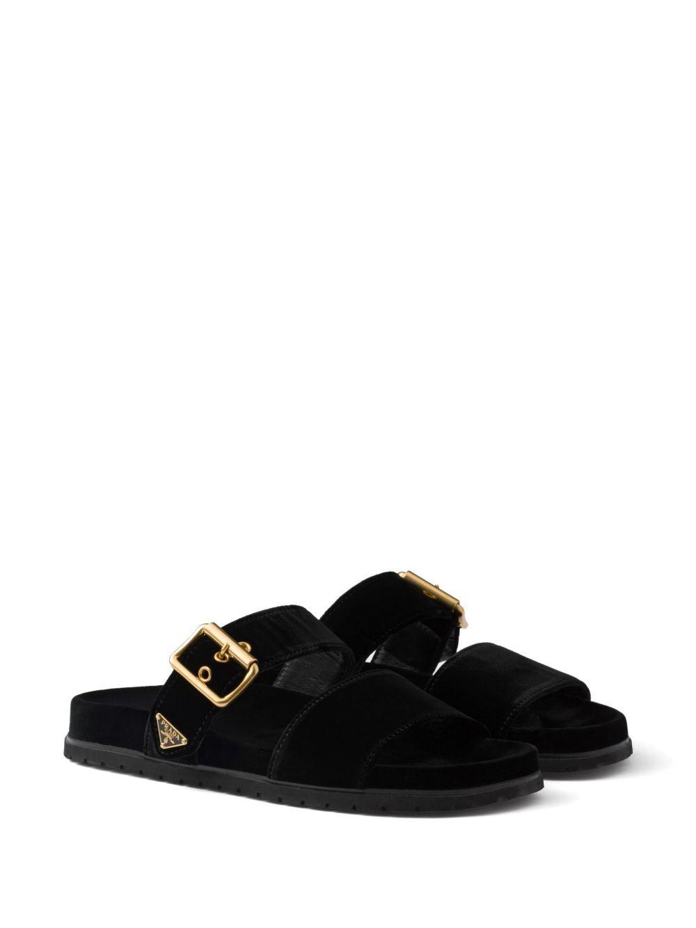 triangle-logo velvet slides Product Image