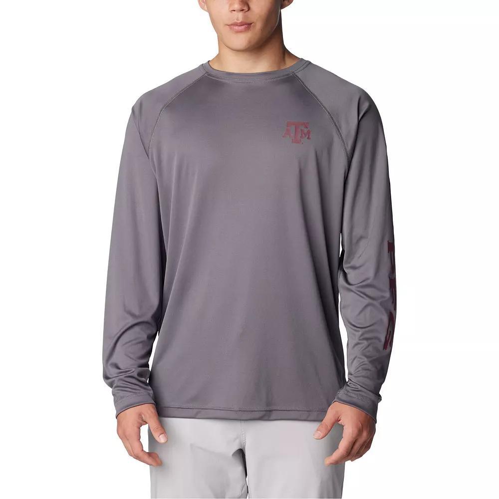 Men's Columbia Charcoal Texas A&M Aggies Terminal Tackle Omni-Shade Raglan Long Sleeve T-Shirt,  Product Image