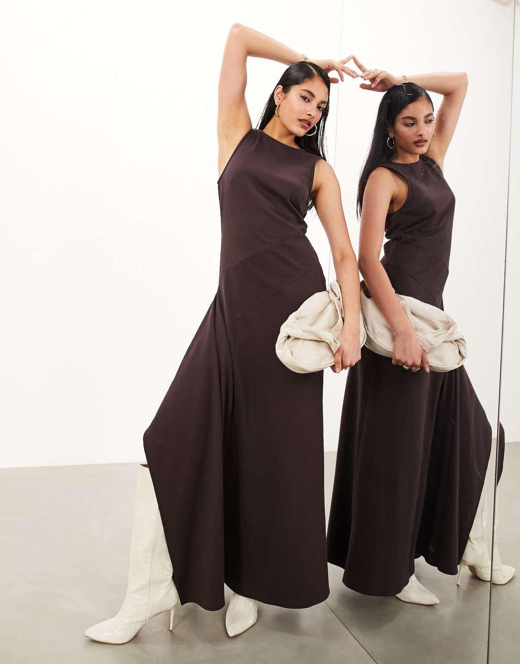 ASOS EDITION premium jersey asymmetric hem maxi dress Product Image