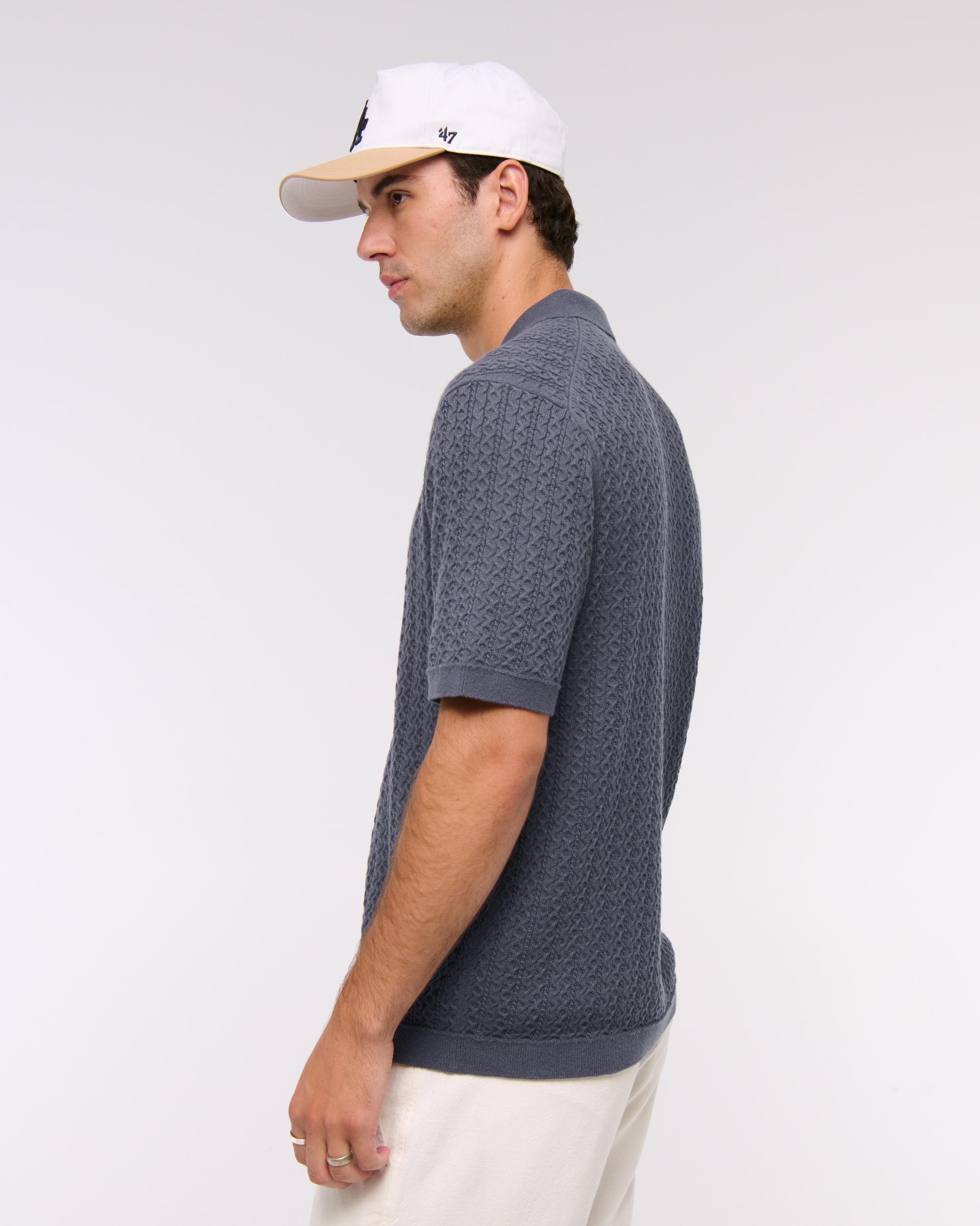 Cable Button-Through Sweater Polo Product Image