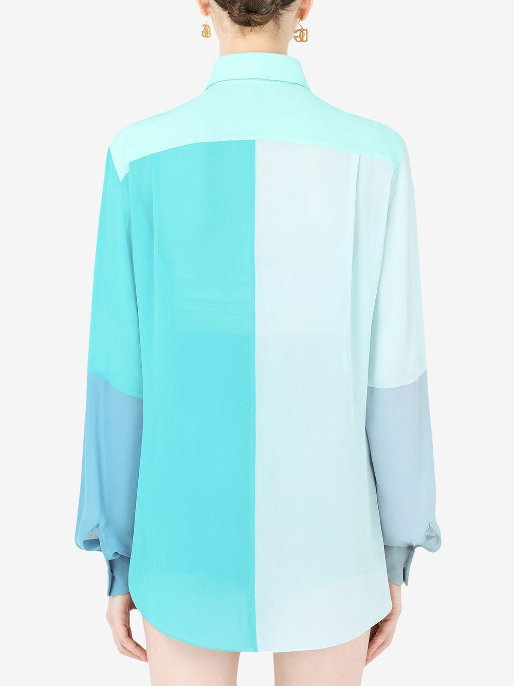 Blue Colour Block Long-sleeve Shirt Product Image