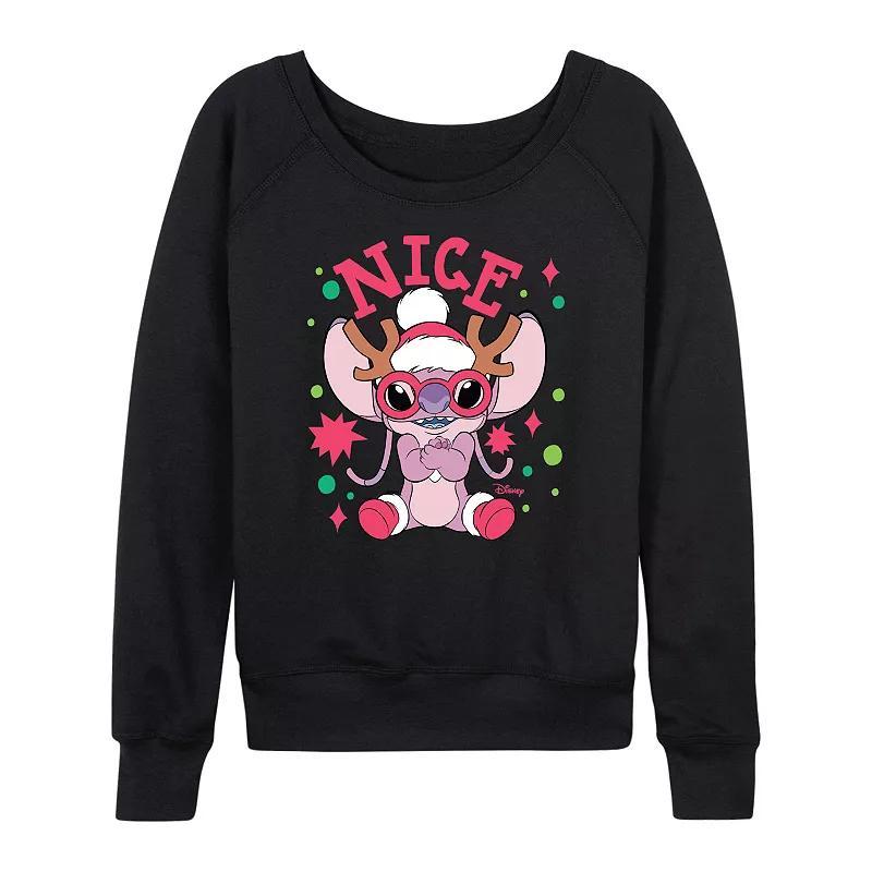 Disney's Lilo & Stitch Women's Nice List French Terry Long Sleeve Tee, Size: Medium, Black Product Image