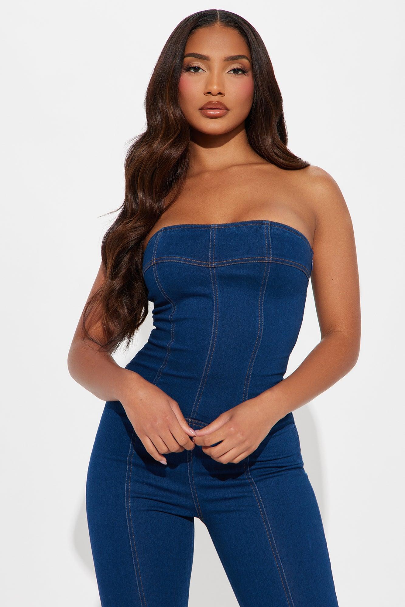 Delilah Denim Jumpsuit - Dark Wash Product Image