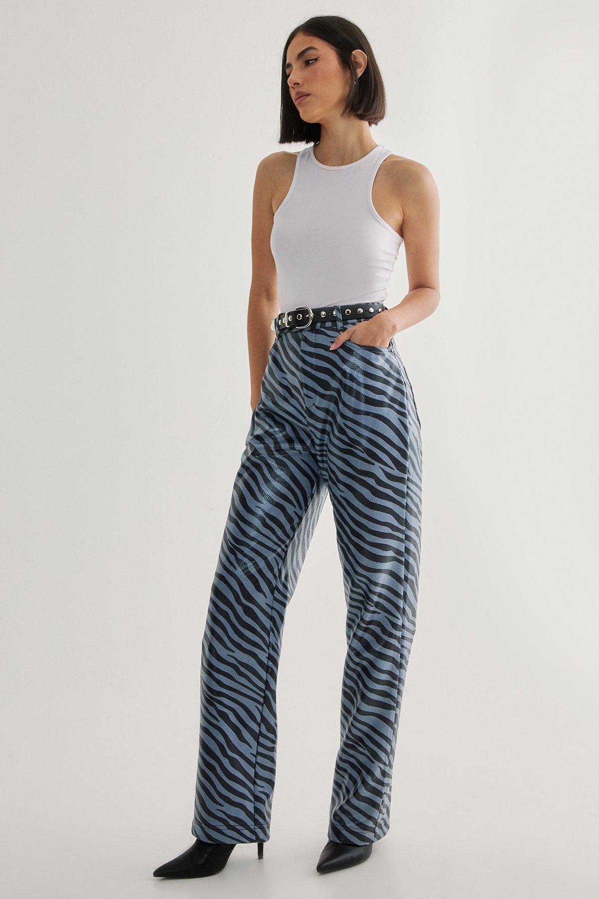Blue Zebra Faux Leather Pant Product Image
