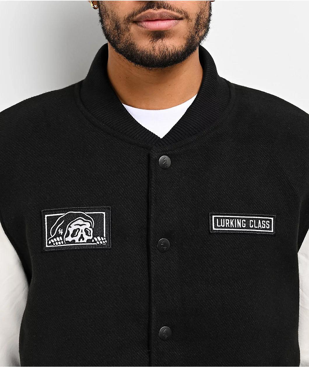 Lurking Class by Sketchy Tank Box Logo Black Varsity Jacket Product Image