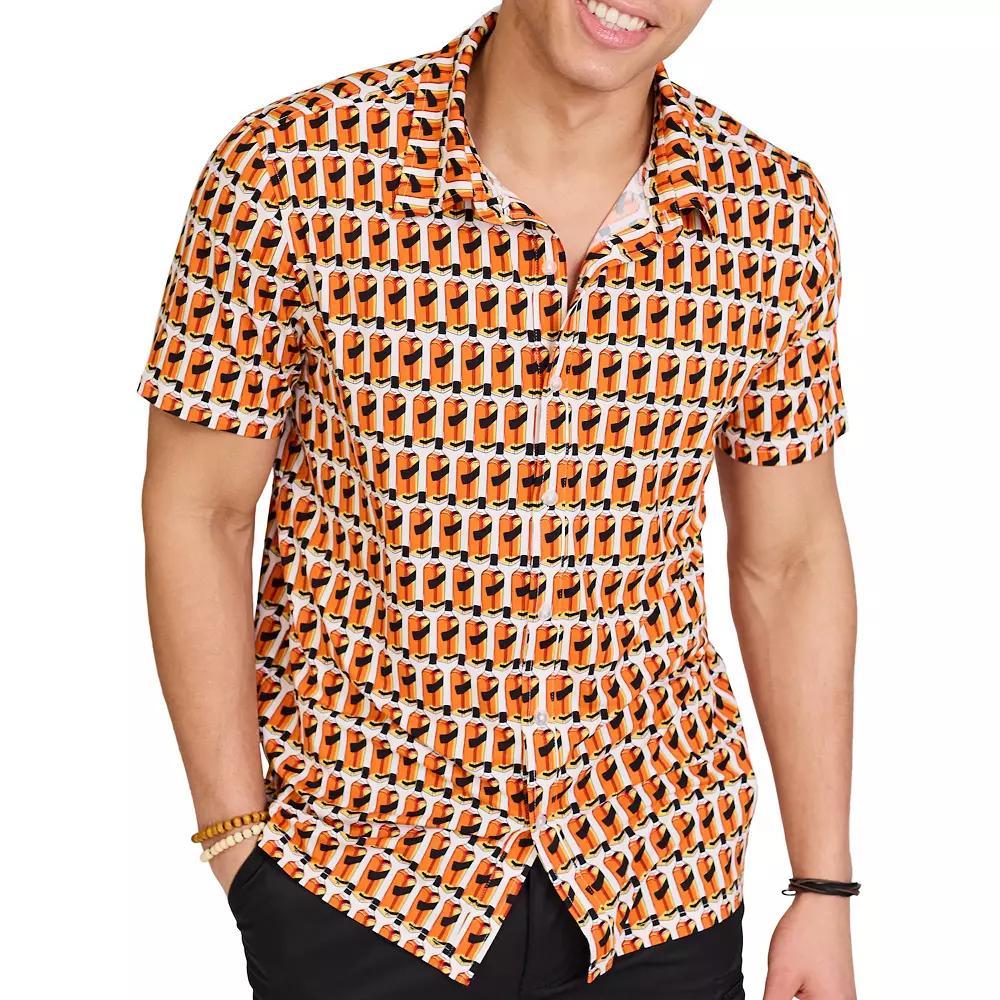 Men's WEARFIRST Short Sleeve Jersey Button Front Shirt, Size: Large, White Beer Print Product Image