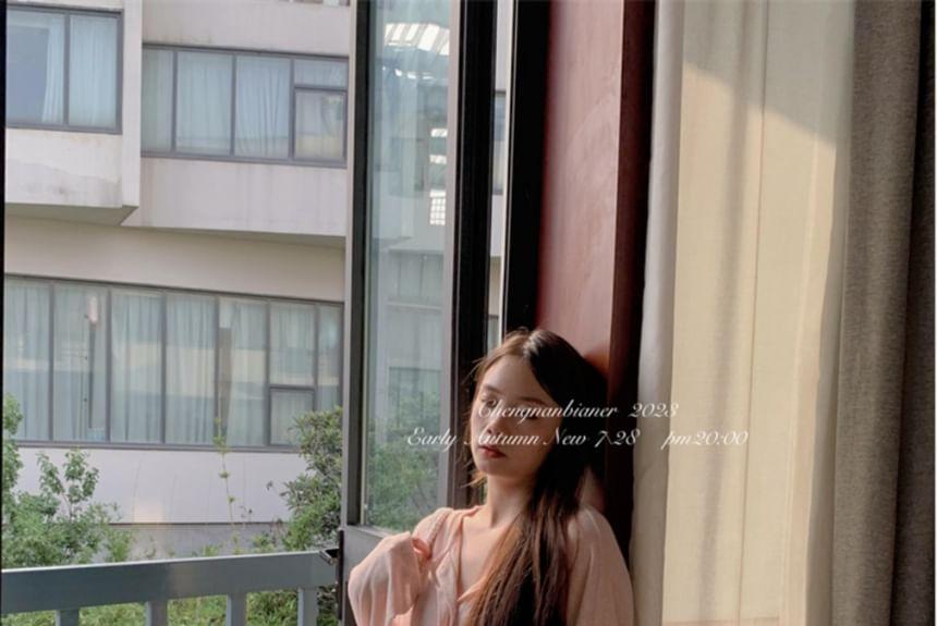 Long Sleeve Crew Neck Button Up Cardigan Product Image