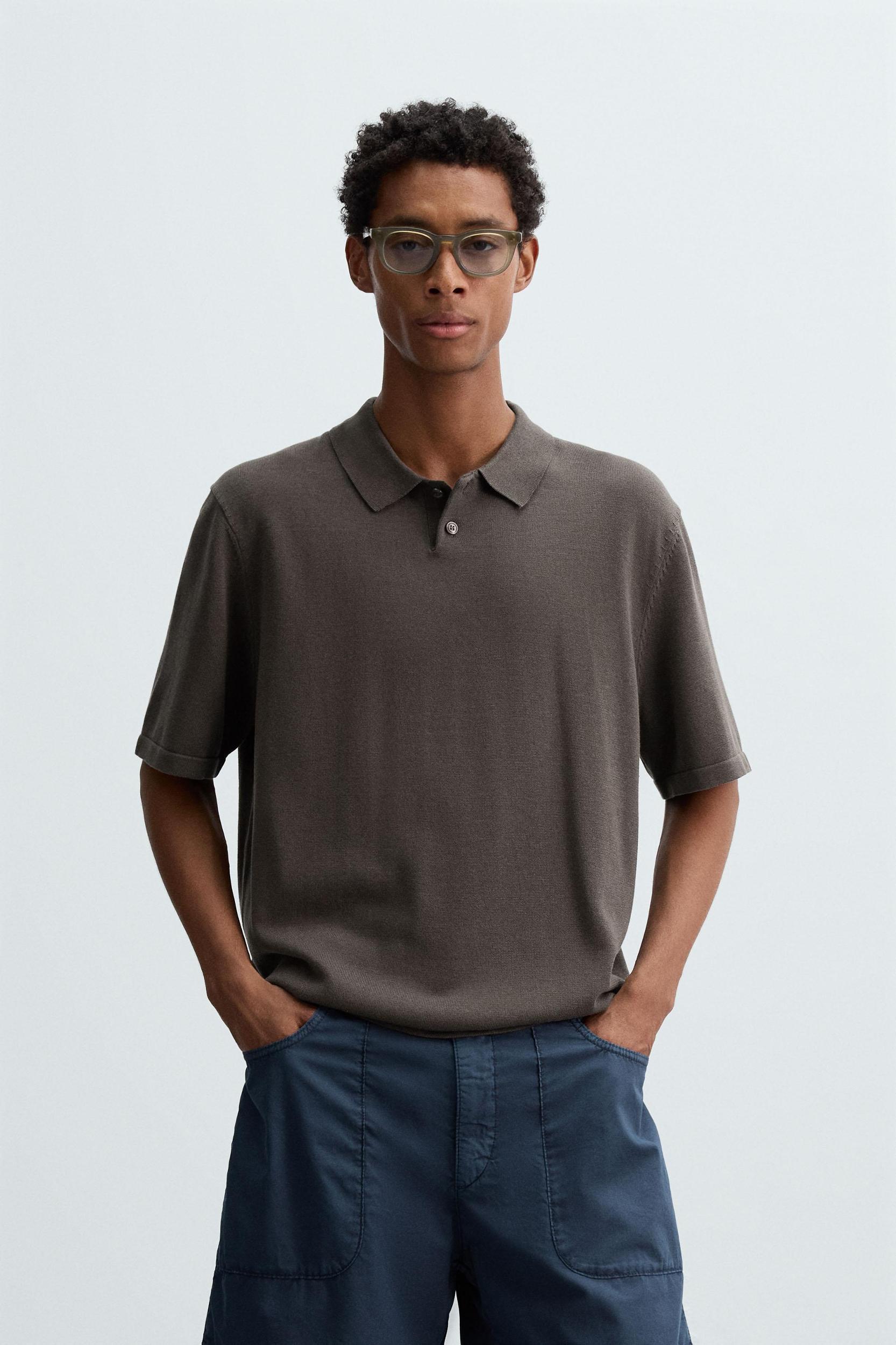 COTTON BLEND KNIT POLO SHIRT Product Image