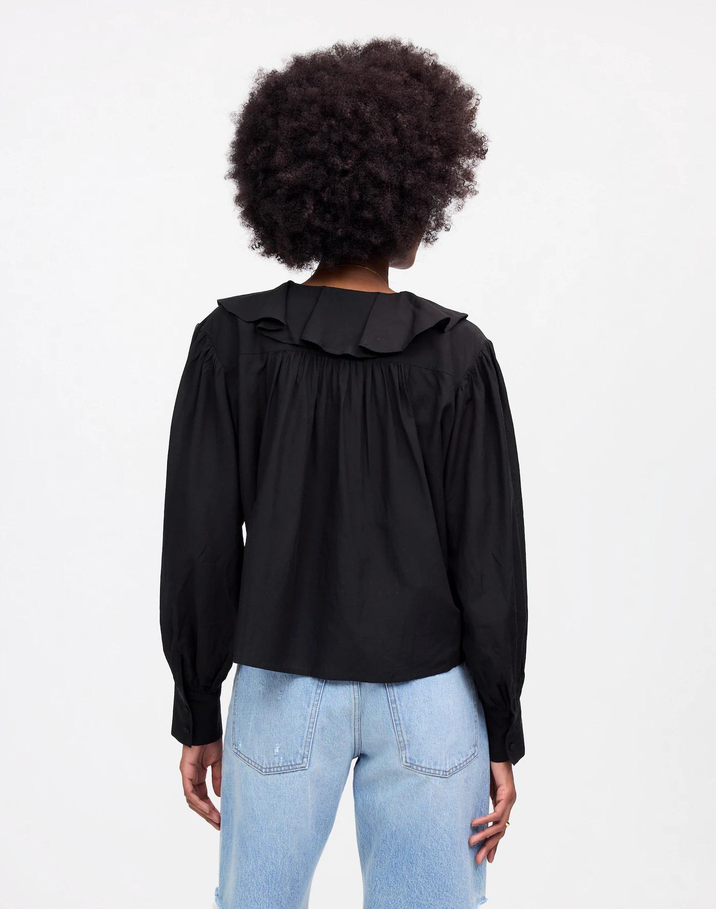 Ruffled Pintucked Long-Sleeve Top Product Image