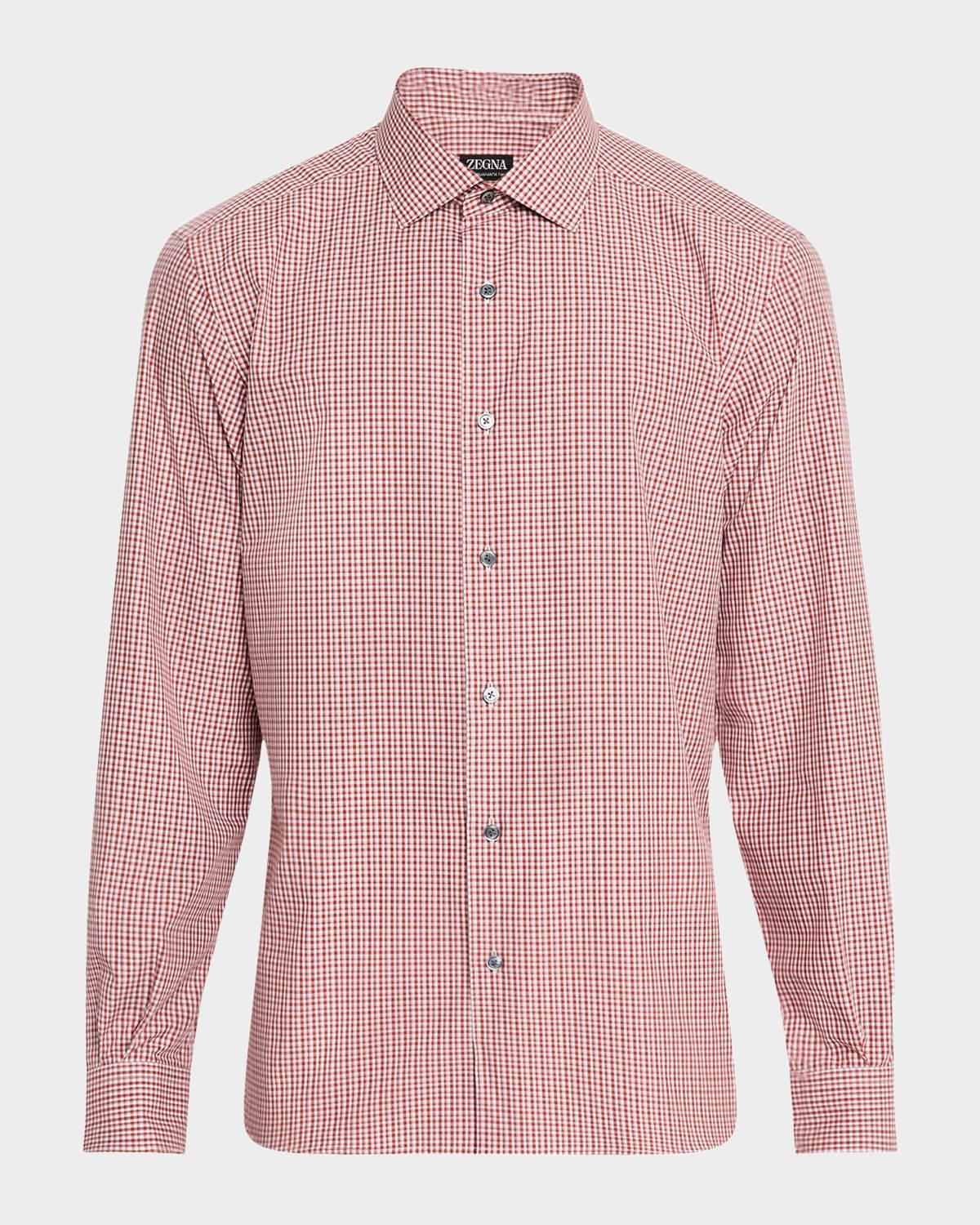 Men's Cotton Check Casual Button-Down Shirt Product Image