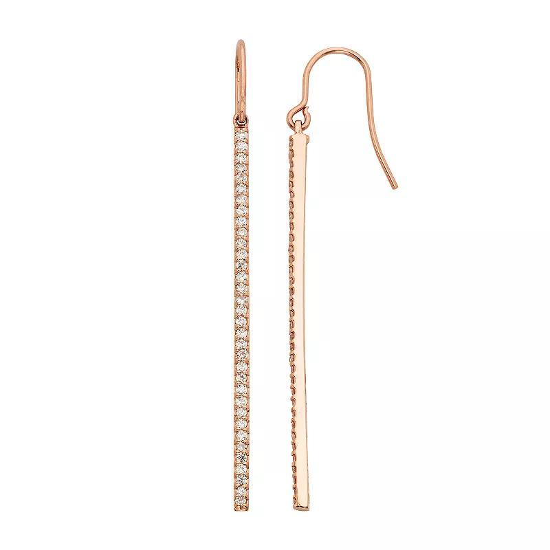 1 Carat T.W. Diamond 14k Gold Stick Drop Earrings, Womens, Pink Product Image