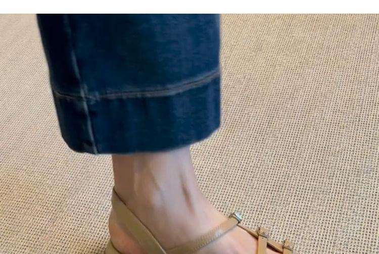 Chunky Heel Square Toe Buckled Slingback Sandals Product Image