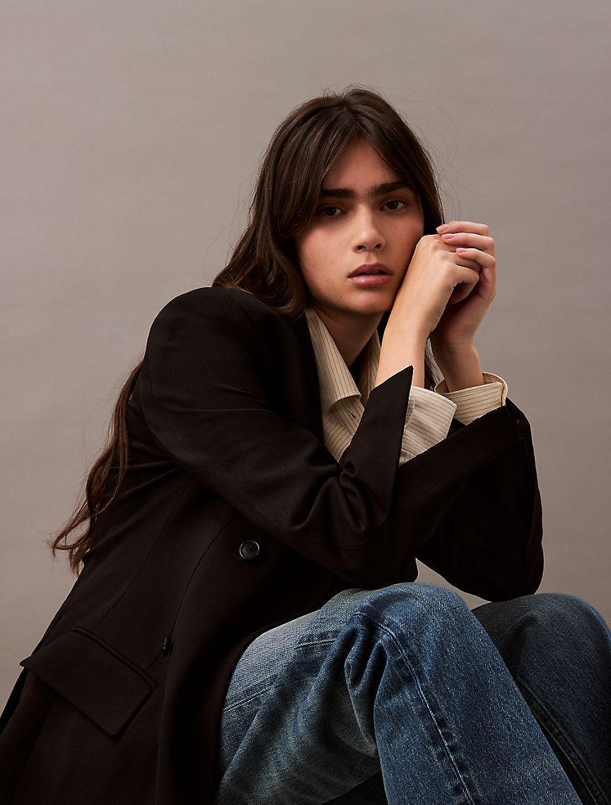 Slim Wool Gabardine Double-Breasted Blazer Product Image