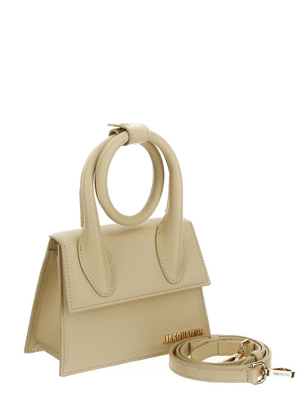 JACQUEMUS Le Chiquito Noeud Leather Bag In Ivory Product Image