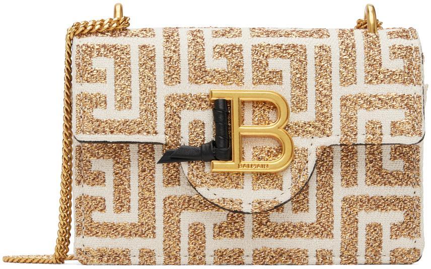 BALMAIN Wallet-on Chain Bag In Glz Blanc Cassé/or/a Product Image