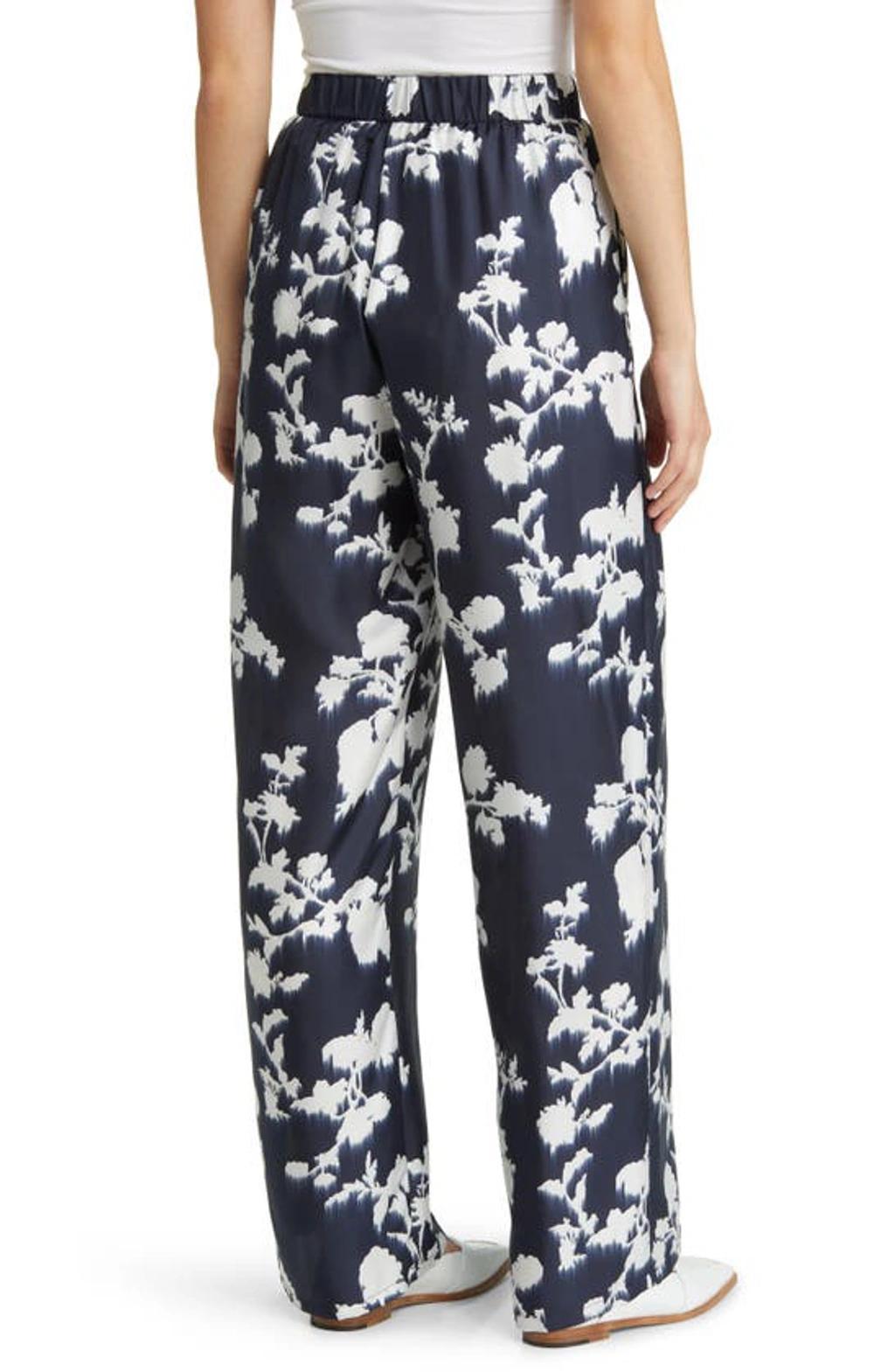 MAX MARA Tenzone Abstract-print Silk Trousers In Navy Product Image