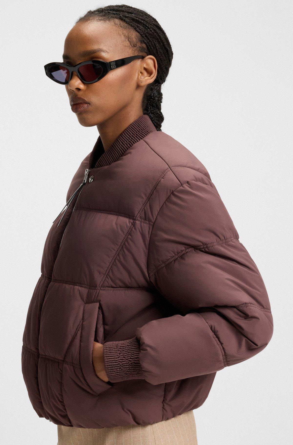 HUGO - Water-repellent puffer jacket in a bomber style - Dark Brown Product Image
