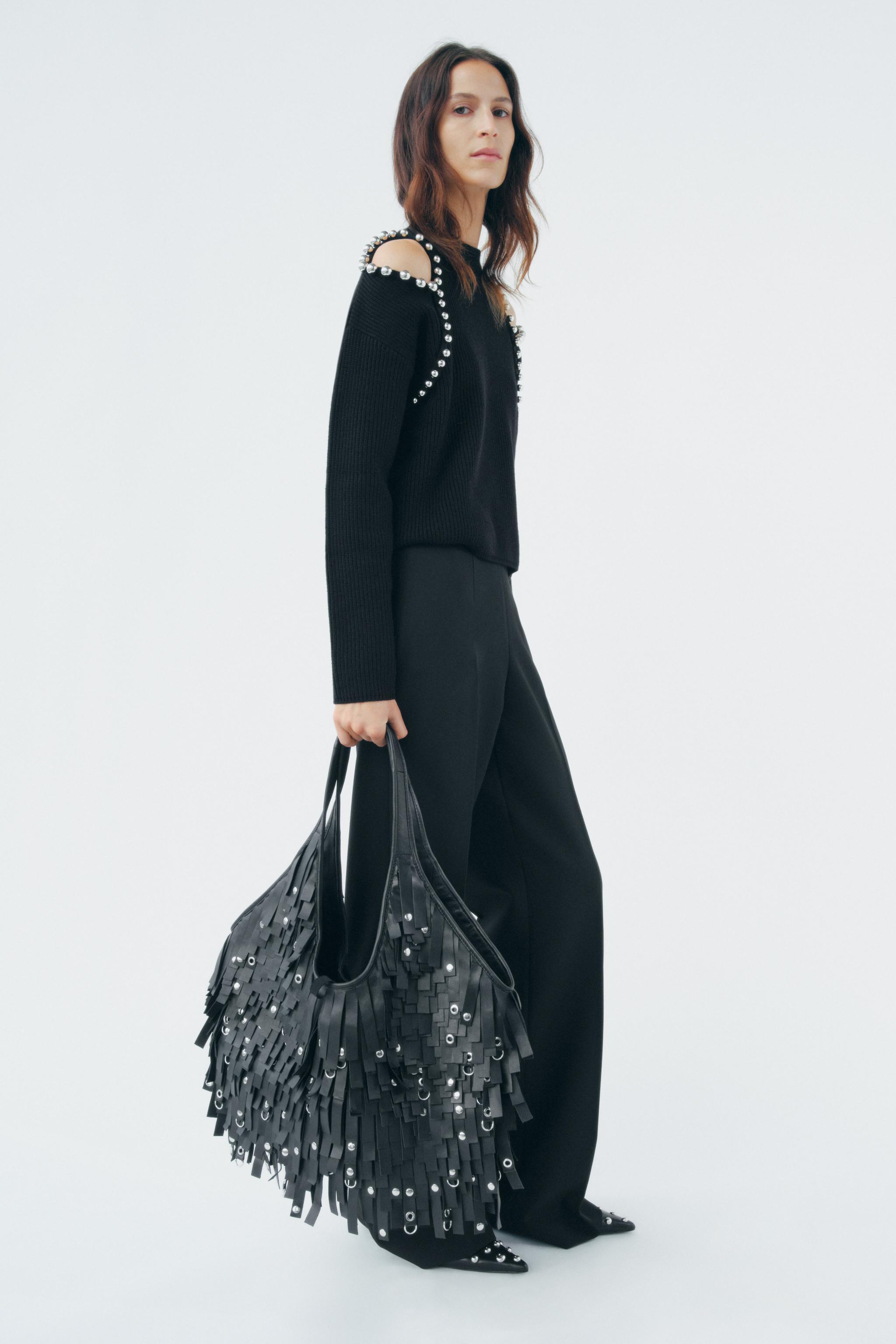 FRINGED LEATHER MAXI TOTE BAG Product Image