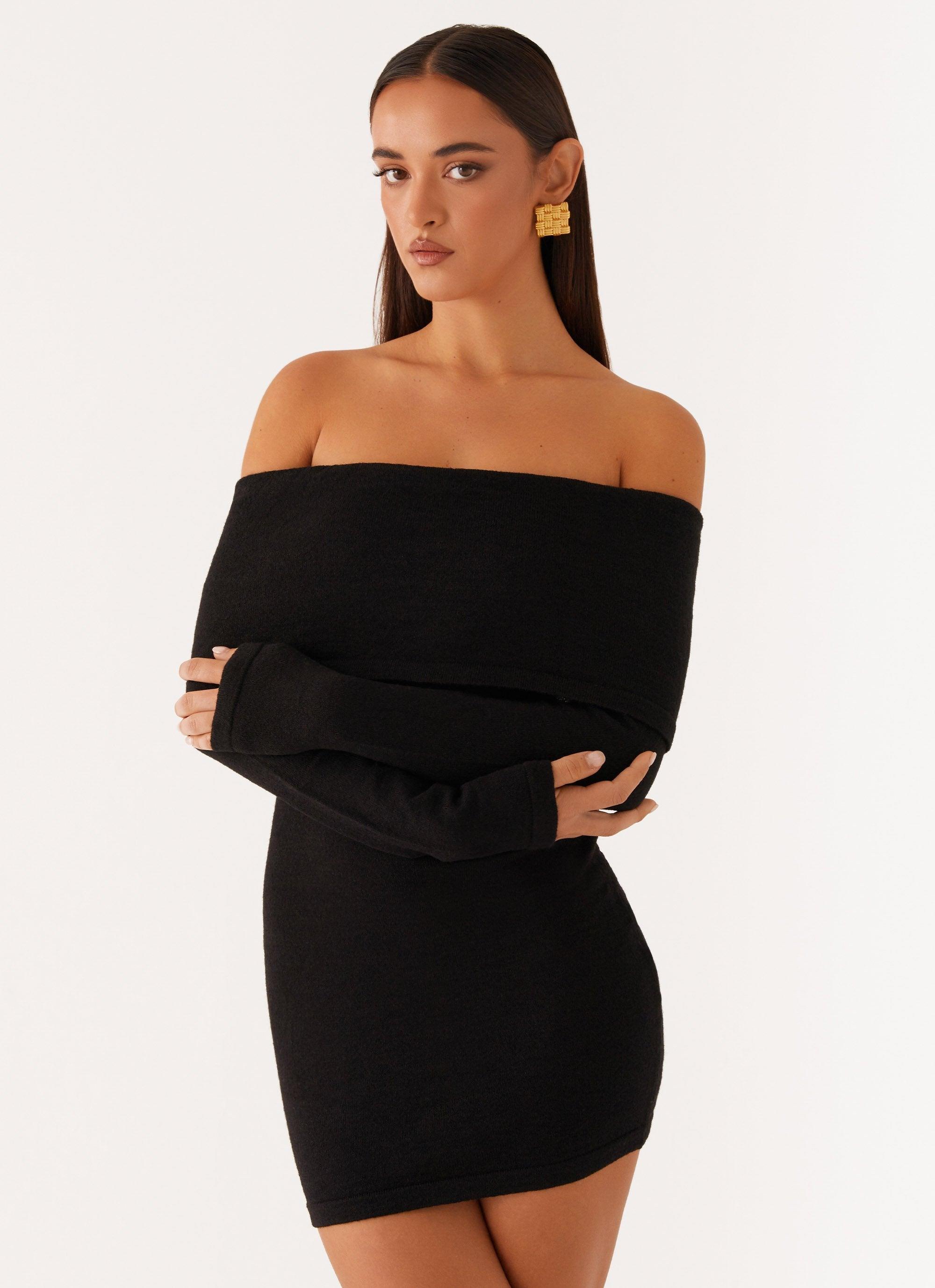 Myla Off Shoulder Mini Dress - Black Girls Product Image