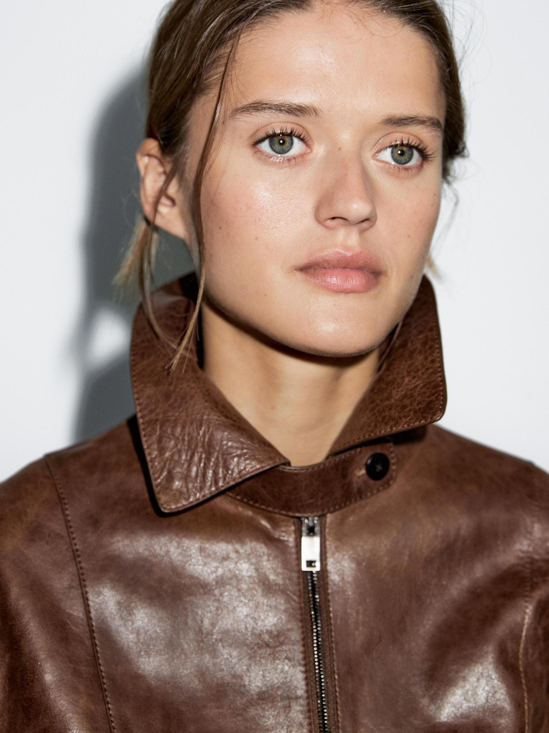 Short nappa leather jacket Product Image