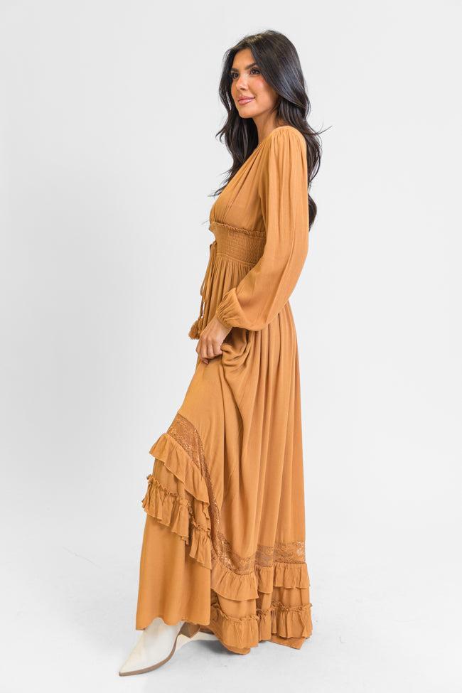 Lucky To Have You Camel Maxi Dress Product Image