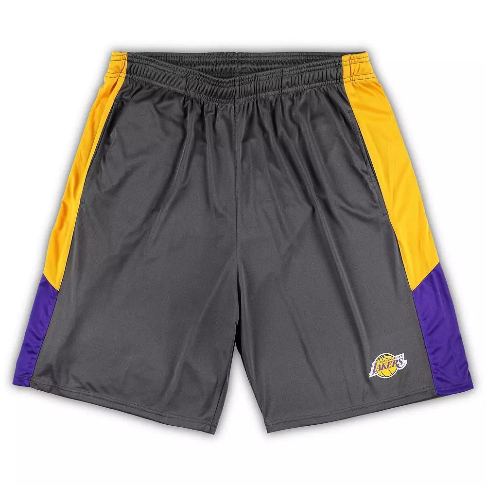Men's Fanatics Branded Gray Los Angeles Lakers Big & Tall Shorts,  Product Image