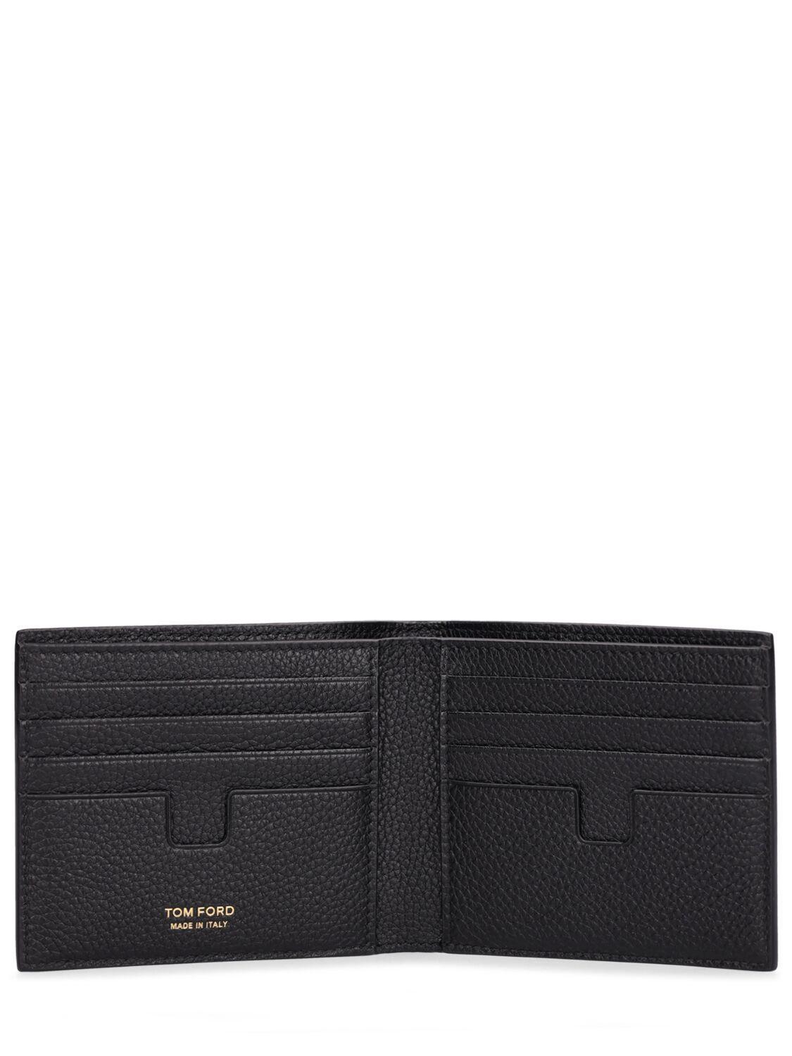 TOM FORD Men's T Line Classic Grain Leather Bifold Wallet In Black Product Image