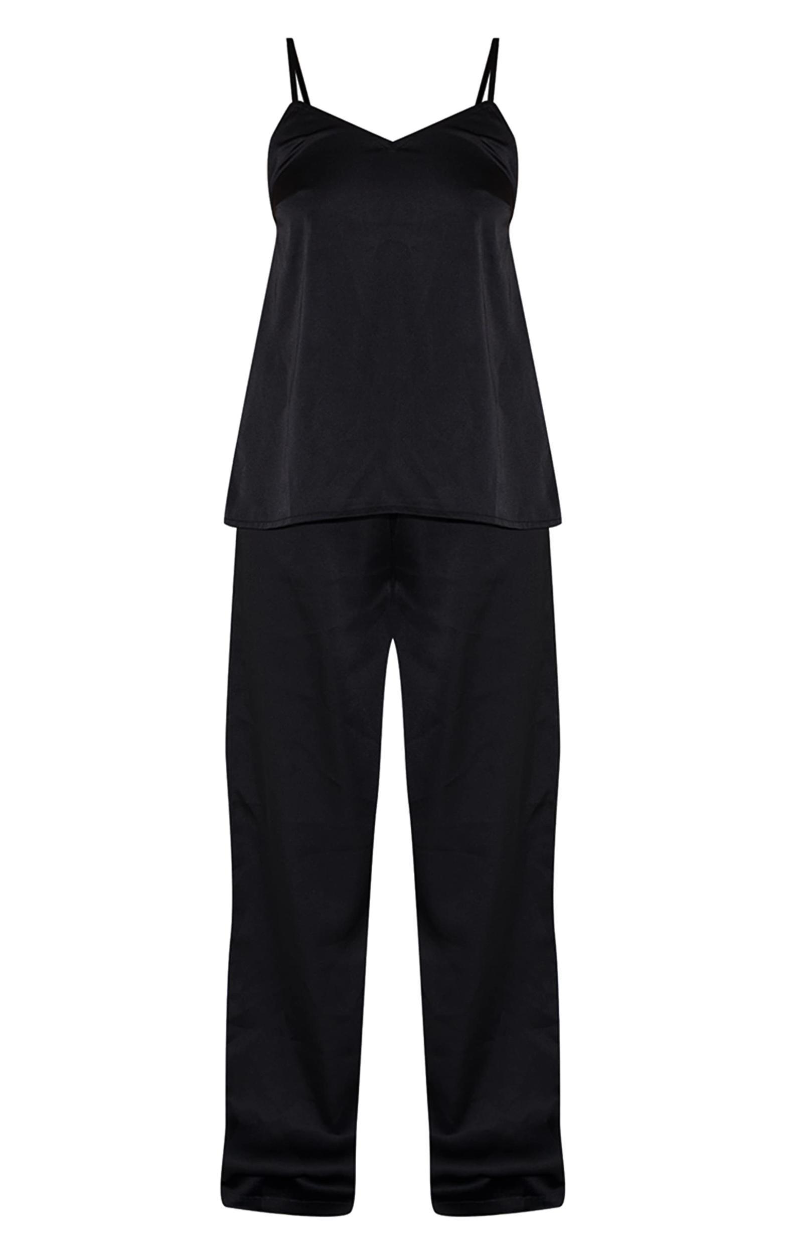 Black Satin Cami And Pant Pj Set Product Image