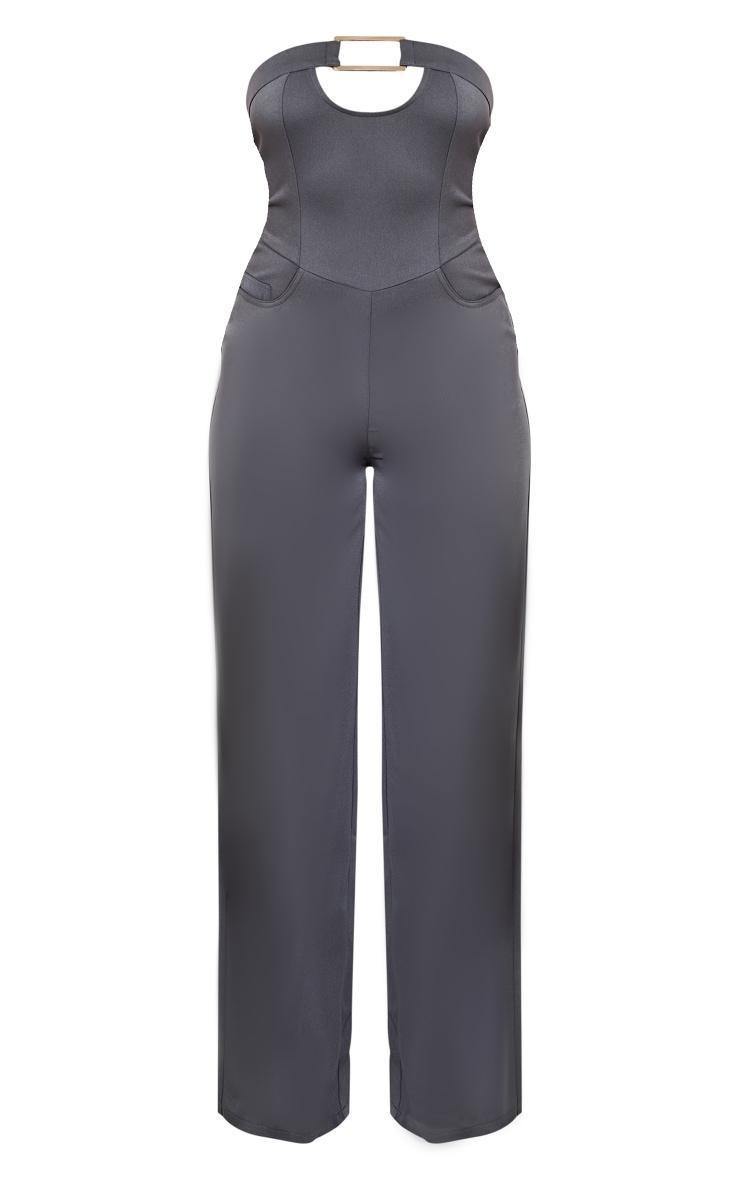 Charcoal Buckle Detail Tailored Woven Jumpsuit Product Image