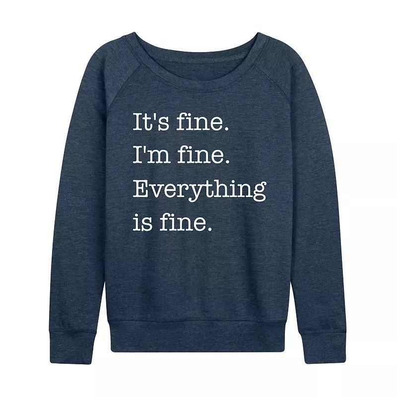 Womens Its Fine Im Fine Lightweight French Terry Sweatshirt, Girls Heather Grey Product Image