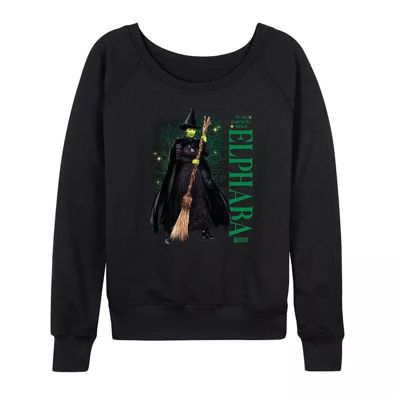 Women's Wicked Elphaba No One Mourns The Wicked French Terry Long Sleeve Tee, Size: Small, Black Product Image