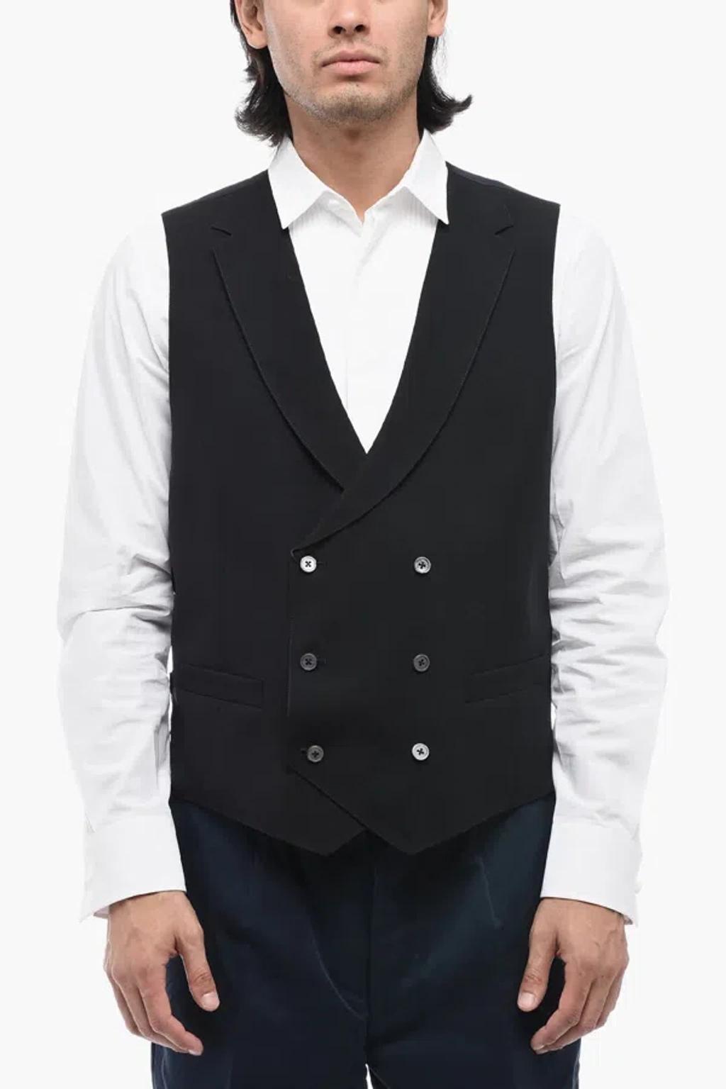 CORNELIANI Cc Collection Virgin Wool Double-breasted Vest In Blue Product Image