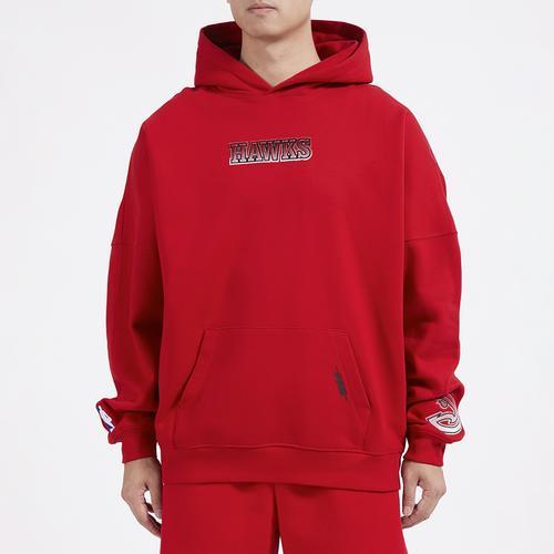 Pro Standard Mens Pro Standard Hawks OS Letters Fleece P/O Hoodie - Mens Red/Red Product Image