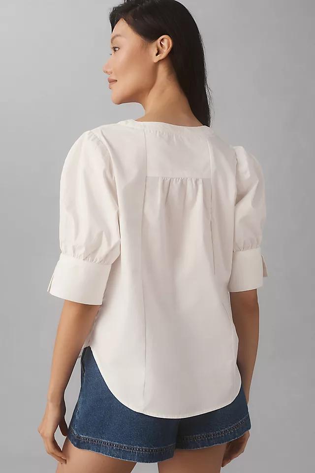 By Anthropologie Puff-Sleeve Sculpted Blouse Product Image