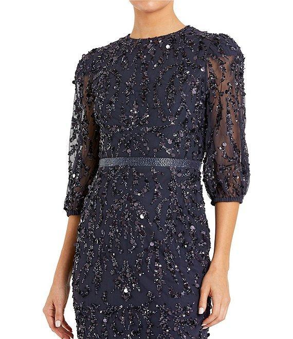 Mac Duggal Sequin Illusion Puff Elbow Sleeve Gown Product Image