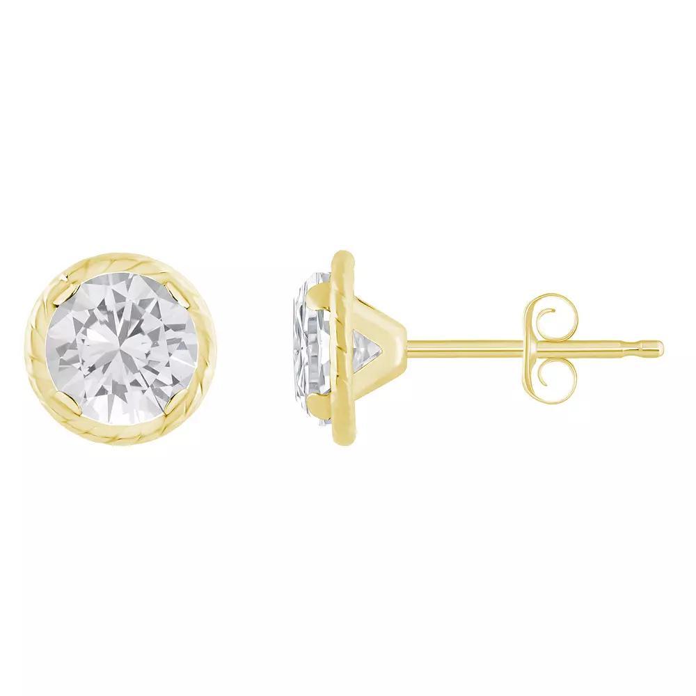 Celebration Gems 10k Gold 5 mm Round Gemstone Martini Rope Stud Earrings, Women's, White Topaz Product Image