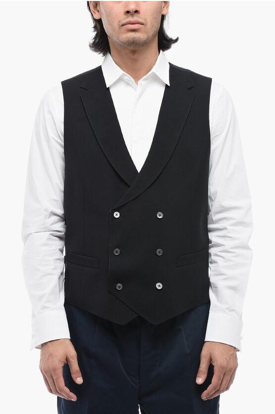 CORNELIANI Cc Collection Virgin Wool Double-breasted Vest In Blue Product Image