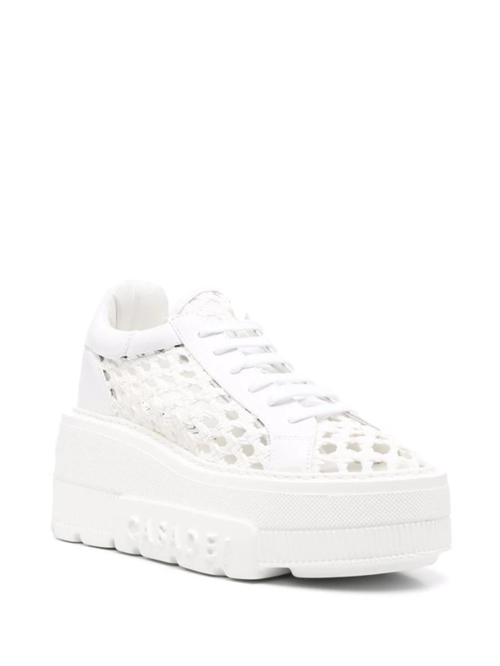 CASADEI Woven Platform Sneakers In Weiss Product Image