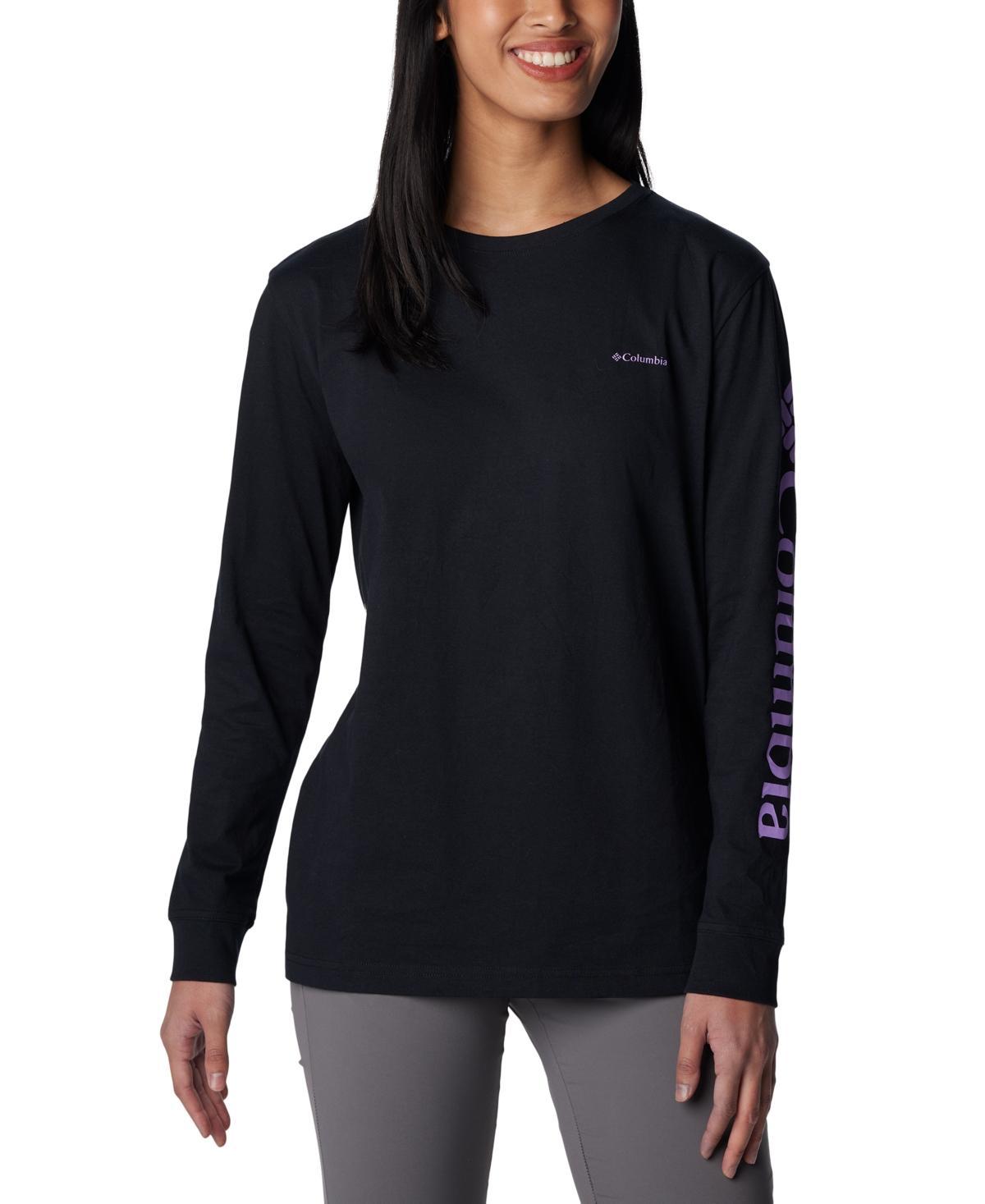 Columbia Womens North Cascades Cotton Long-Sleeve T-Shirt - Black Product Image