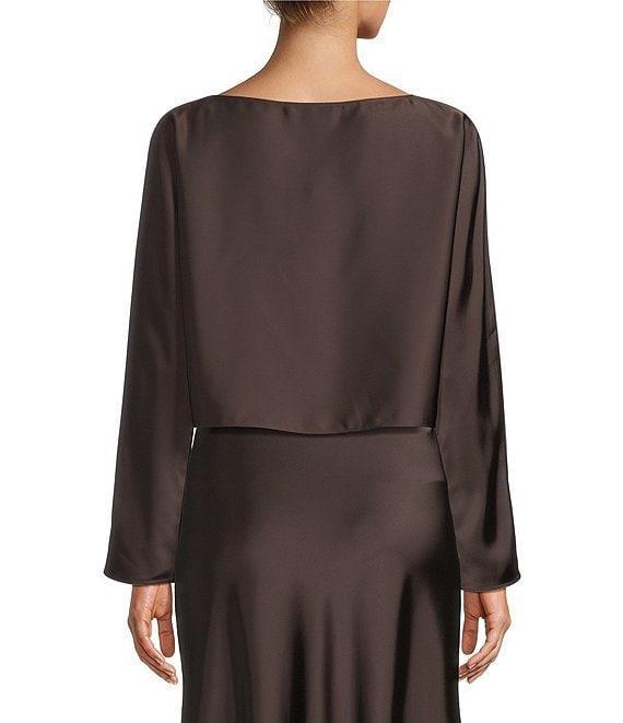 Antonio Melani Blyss Boat Neck Long Sleeve Coordinating Satin Blouse Product Image